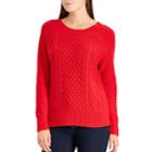 Women's Chaps Cable-knit Crewneck Sweater, Size: Large, Red