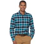 Men's Sonoma Goods For Life&trade; Flexwear Slim-fit Plaid Oxford Button-down Shirt, Size: Large, White