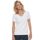Petite Croft & Barrow&reg; V-neck Tee, Women's, Size: L Petite, White