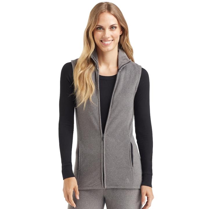 Plus Size Cuddl Duds Full Zip Fleece Vest, Women's, Size: 1xl, Grey (charcoal)