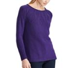 Women's Chaps Cable-knit Crewneck Sweater, Size: Small, Purple