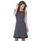 Petite Chaps A-line Polka-dot Dress, Women's, Size: S Petite, Blue (navy)
