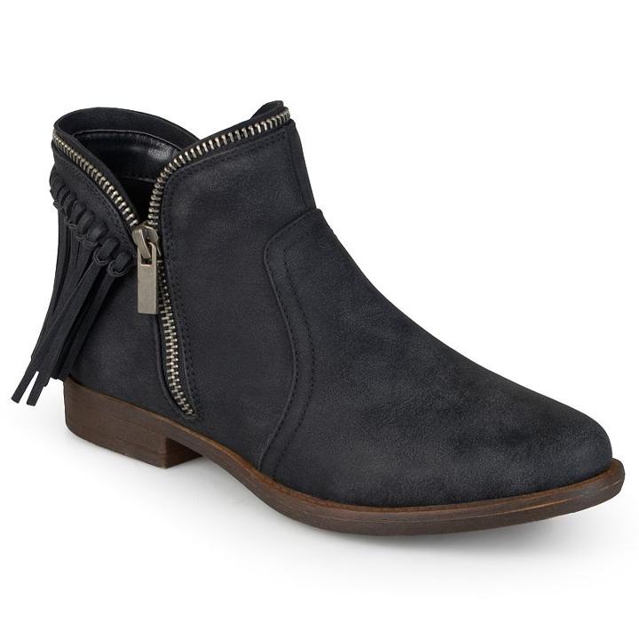 Journee Collection Women's Fringe Ankle Boots, Girl's, Size: 6.5, Black