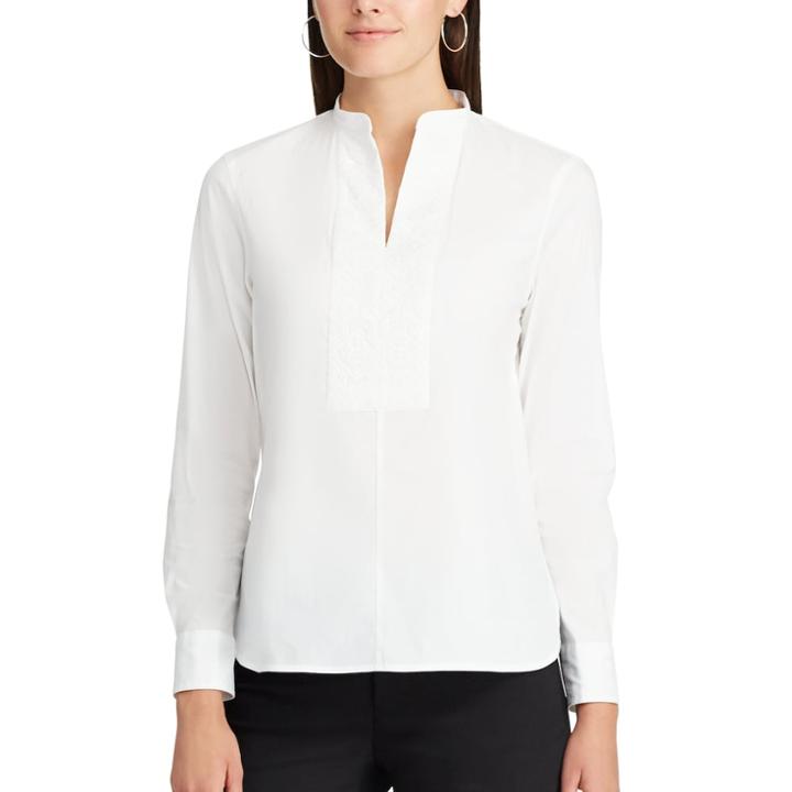Women's Chaps Striped Embroidered Shirt, Size: Small, White