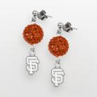 Logoart San Francisco Giants Sterling Silver Crystal Ball Drop Earrings, Women's, Orange