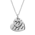 Charmed By Diamonds 1/10 Carat T.w. Diamond Sterling Silver Mother's Love Heart Pendant Necklace, Women's, Size: 18, White