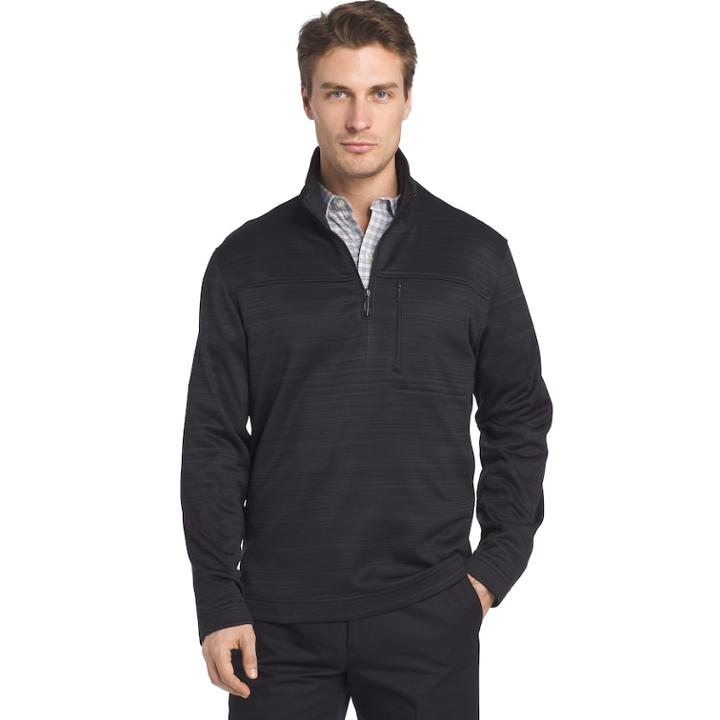 Big & Tall Van Heusen Traveler Regular-fit Performance Quarter-zip Pullover, Men's, Size: Xl Tall, Black