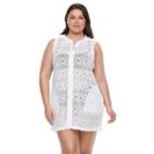 Plus Size Apt. 9&reg; Hooded Lace Cover-up, Women's, Size: 2xl, White