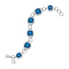 Logoart Chicago Cubs Legend Silver Tone Blue Glass Logo Charm Bracelet, Women's, Size: 7.5, Grey