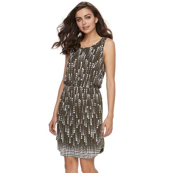 Women's Apt. 9&reg; Textured Blouson Dress, Size: Medium, Dark Green