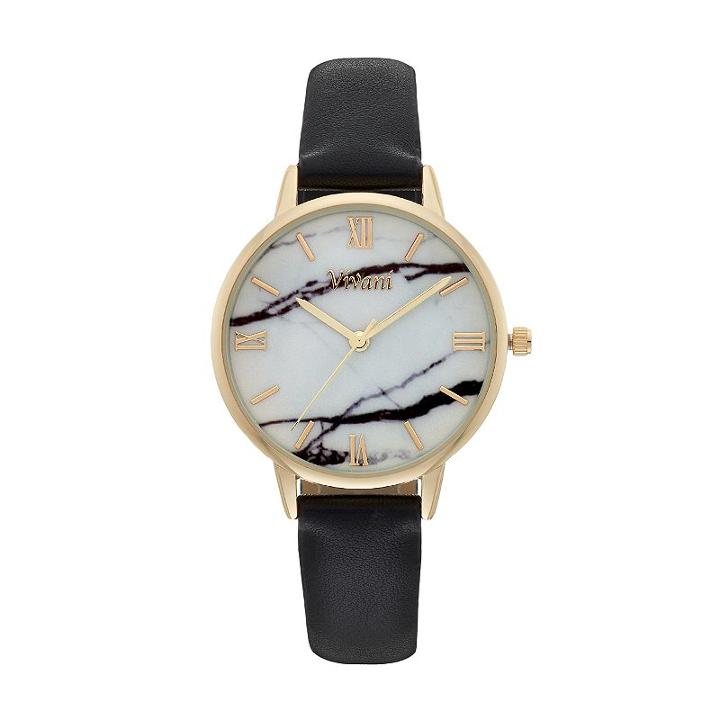 Vivani Women's Faux Marble Watch, Size: Medium, Black