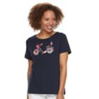 Petite Croft & Barrow&reg; Crewneck Graphic Tee, Women's, Size: Xs Petite, Blue