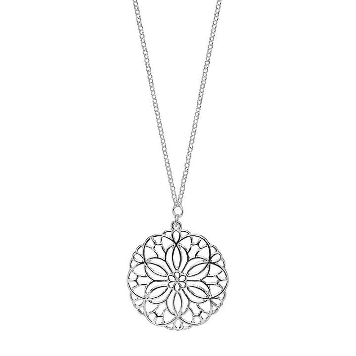 Lc Lauren Conrad Flower Pendant Necklace, Women's, Silver