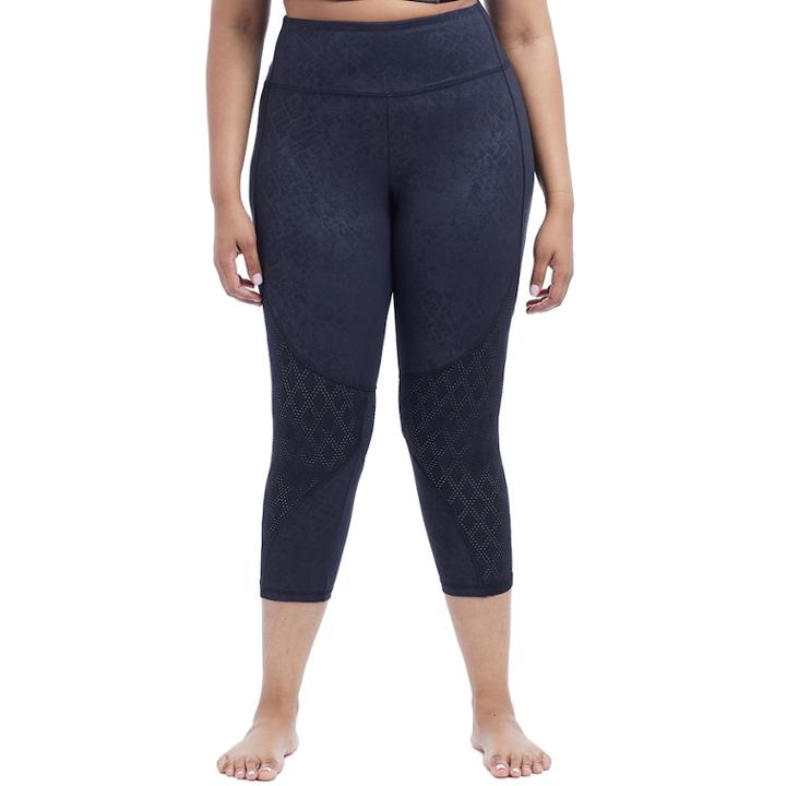 Plus Size Balance Collection Ella Jaquard Mesh Capris, Women's, Size: 2xl, Black