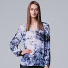 Women's Simply Vera Vera Wang Pintuck Peasant Top, Size: Small, Med Blue