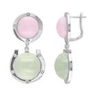 Pink Opal, Prehnite & 1/10 Carat T.w. Diamond Sterling Silver Horseshoe Drop Earrings, Women's, Multicolor