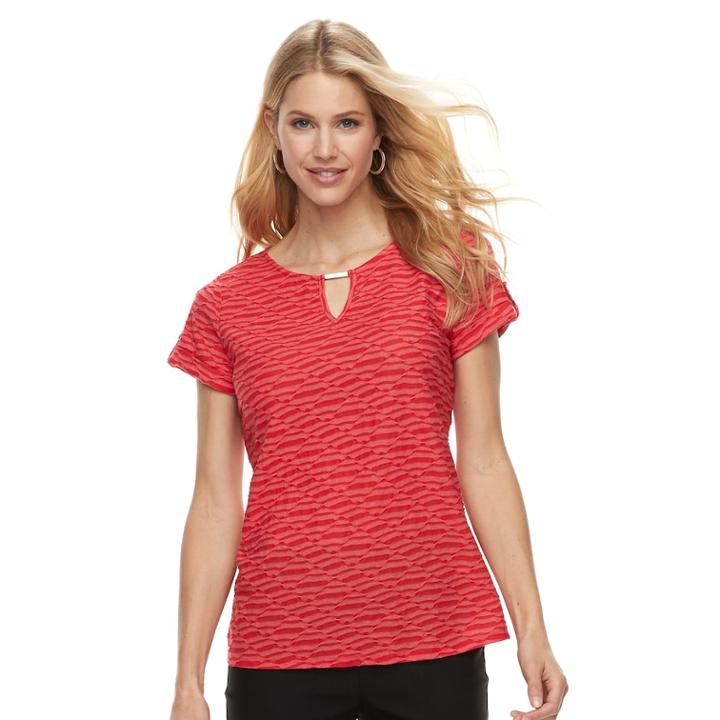 Women's Dana Buchman Textured Metal Accent Top, Size: Medium, Med Red