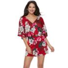 Women's Jennifer Lopez Kimono Romper, Size: Medium, Red