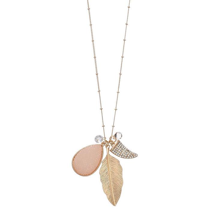 Mudd&reg; Leaf & Horn Charm Necklace, Women's, Pink