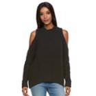 Women's Jennifer Lopez Cold-shoulder Crewneck Sweater, Size: Medium, Black
