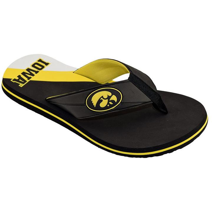 Men's College Edition Iowa Hawkeyes Flip-flops, Size: Xl, Black