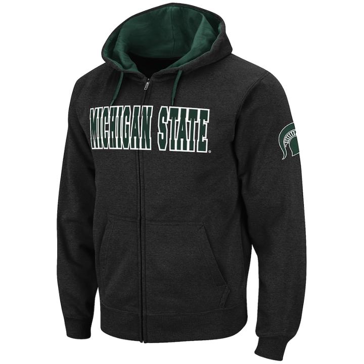 Men's Michigan State Spartans Full-zip Fleece Hoodie, Size: Xxl, Silver