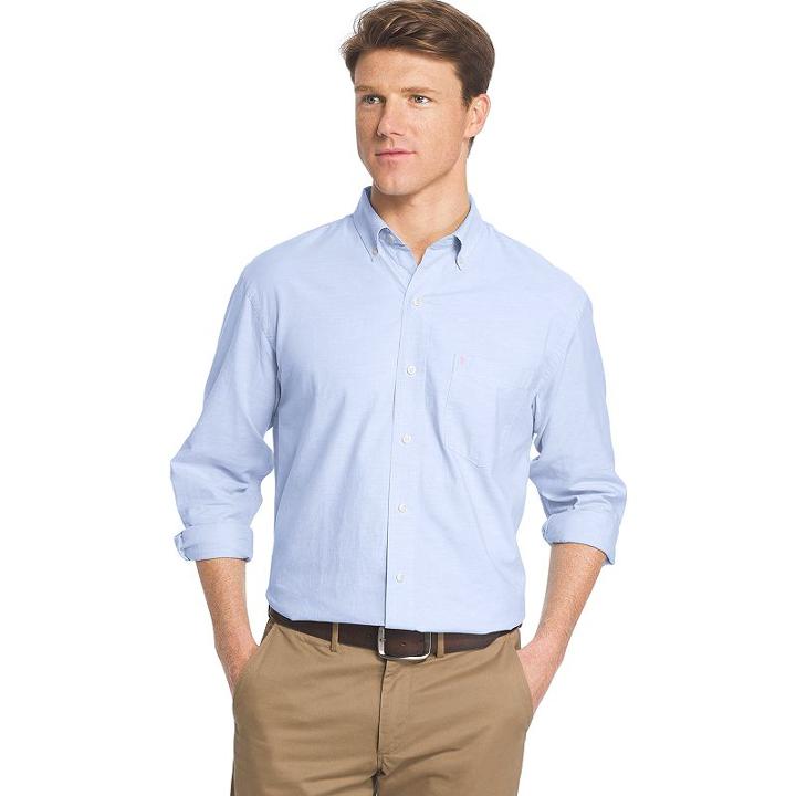 Big & Tall Izod Essential Classic-fit Solid Poplin Button-down Shirt, Men's, Size: Xl Tall, Light Blue
