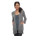 Petite Sonoma Goods For Life&trade; Pointelle Fringe-hem Cardigan, Women's, Size: L Petite, Dark Grey