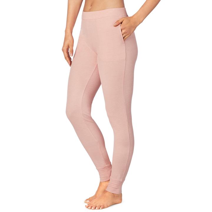 Women's Cuddl Duds Strecth Waffle Thermal Leggings, Size: Small, Orange