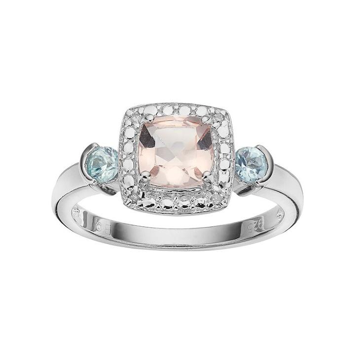 Sterling Silver Gemstone & Diamond Accent Halo Ring, Women's, Size: 9, Multicolor