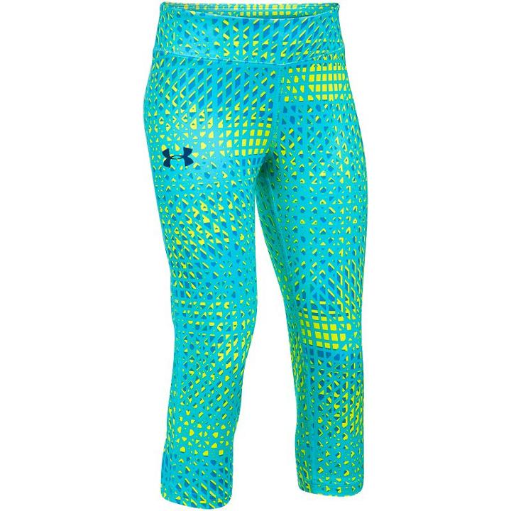 Girls 7-16 Under Armour Heatgear Blue Printed Capri Leggings, Girl's, Size: Xl, Turquoise/blue (turq/aqua)