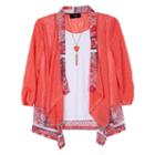 Girls 7-16 Iz Amy Byer 3/4-length Sleeve Floral Printed Cozy Top With Necklace, Girl's, Size: Medium, Ovrfl Oth