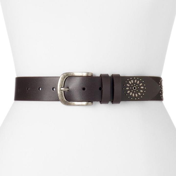Women's Lee Floral Studded Belt, Size: Large, Brown
