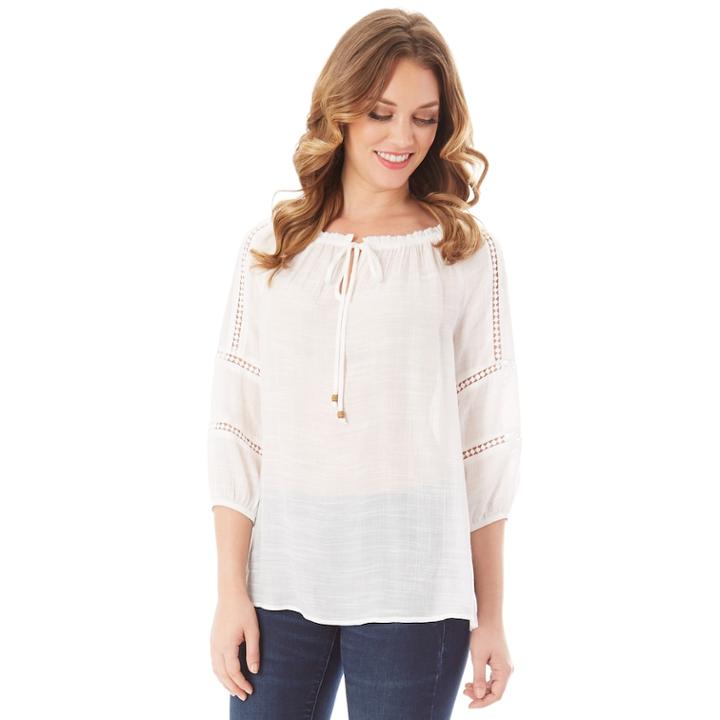 Women's Apt. 9&reg; Crochet Peasant Top, Size: Xl, White