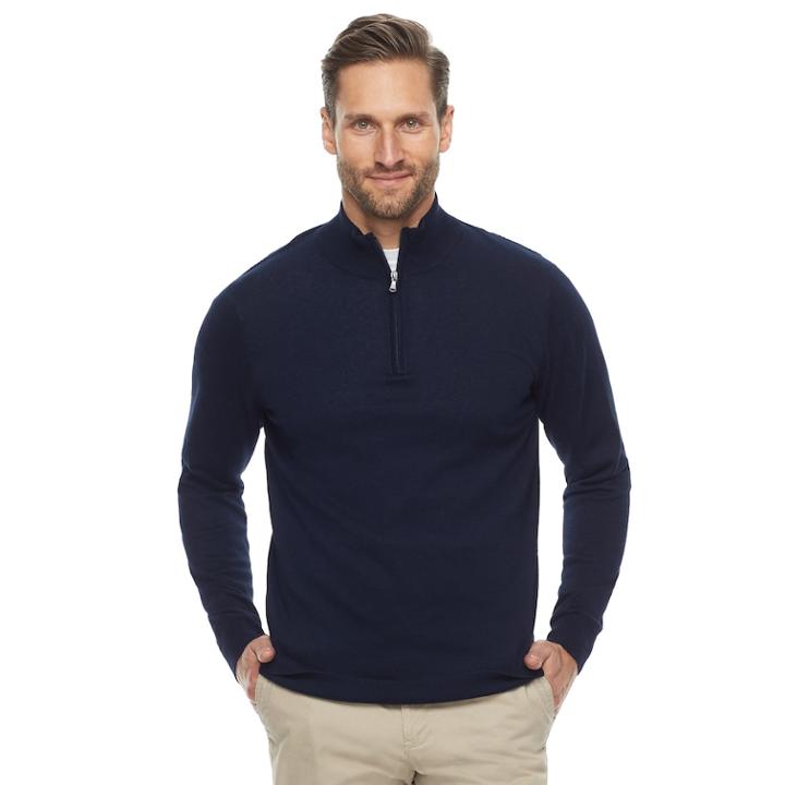 Men's Croft & Barrow Thermolite Quarter-zip Sweater, Size: Medium, Blue (navy)