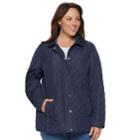 Plus Size Croft & Barrow&reg; Snap Front Quilted Jacket, Women's, Size: 3xl, Dark Blue