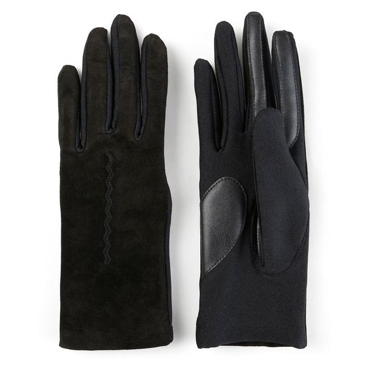 Women's Journee Collection Suede Leather Lined Tech Gloves, Size: Large, Black