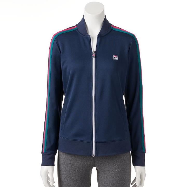 Women's Fila Sport&reg; Stripe Zip Up Jacket, Size: Small, Blue (navy)