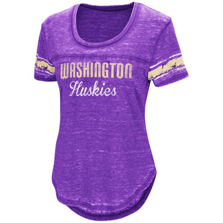 Women's Campus Heritage Washington Huskies Double Stag Tee, Size: Small, Drk Purple