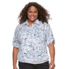 Plus Size Croft & Barrow&reg; Roll-tab Shirt, Women's, Size: 3xl, Med Blue