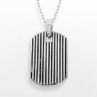 Lynx Stainless Steel Black Ion Striped Dog Tag - Men, Size: 22, Grey