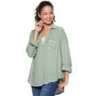 Juniors' Mudd&reg; Solid Popover Tunic, Teens, Size: Xs, Med Green