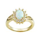Lab-created Opal & Lab-created White Sapphire 14k Gold Over Silver Flower Ring, Women's, Size: 5