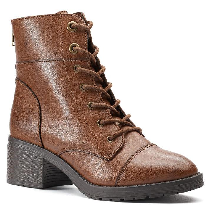So&reg; Invite Women's Block Heel Combat Boots, Teens, Size: Medium (6.5), Brown