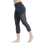 Women's Balance Collection Ivy Mesh Panel Capri Leggings, Size: Medium, Black