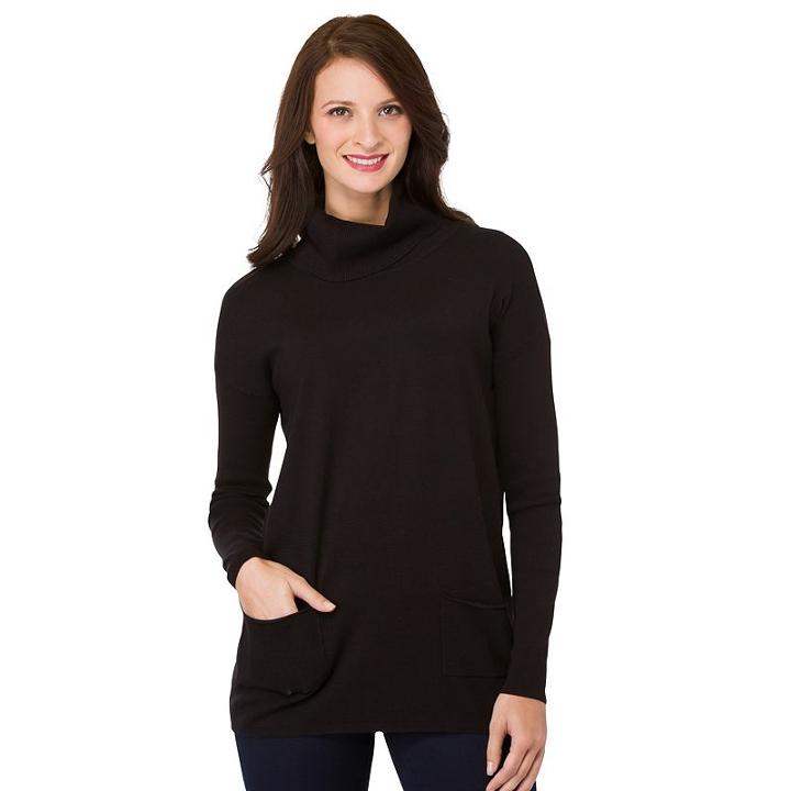 Women's Haggar Cowlneck Tunic Sweater, Size: Large, Black