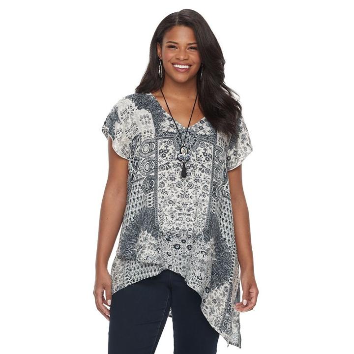 Plus Size World Unity Asymmetrical Necklace Top, Women's, Size: 3xl, Oxford