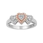 Two Tone 10k White Gold 1/4 Carat T.w. Diamond Heart Halo Ring, Women's, Size: 7