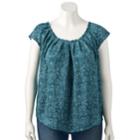 Plus Size Lc Lauren Conrad Pleated Top, Women's, Size: 3xl, Blue