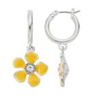 Napier Flower Drop Nickel Free Hoop Earrings, Women's, Yellow